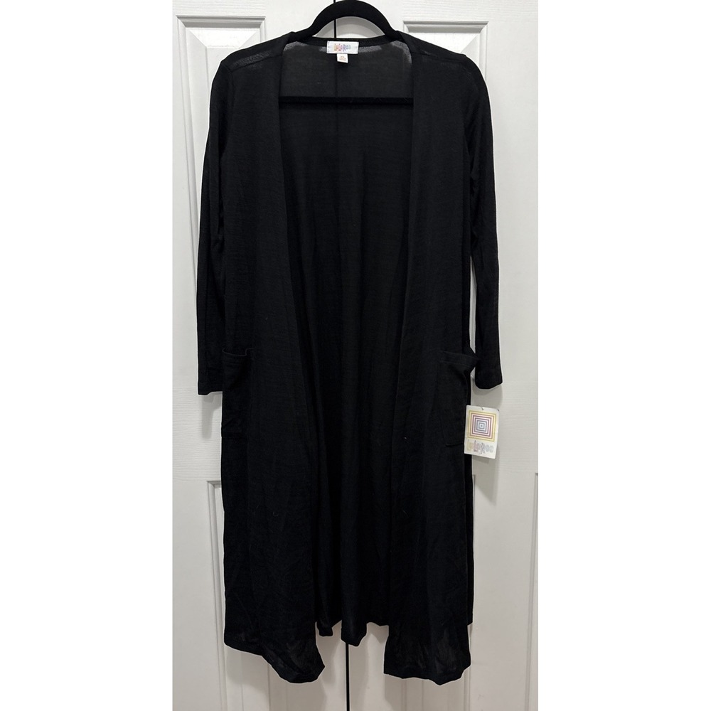 NWT LulaRoe Sarah Black Lightweight Sweater Duster Kimono Sz XS X-Small Cardigan